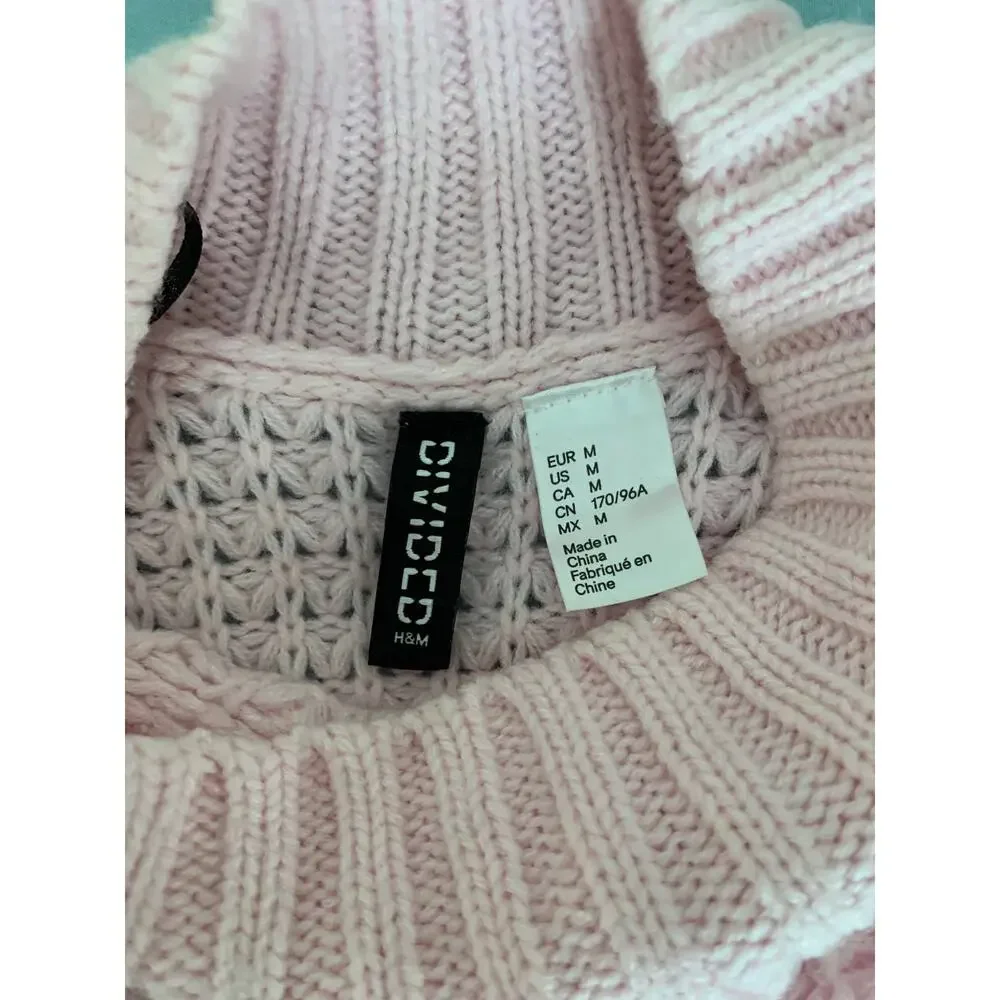 Divided Pink Mock Turtleneck Crop Sweater - M - Picture 5 of 7